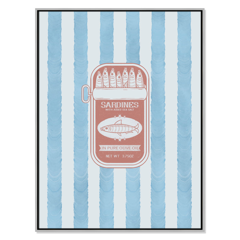 «Salty Sardines Print» par Marcus Prime, L 31,5 po x H 41,5 po, Flottant argenté