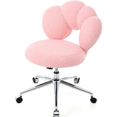 360 Rotatable Chair With Fabric, Perfect For Home Office - Pink Height Adjustable Fabric Upholstery
