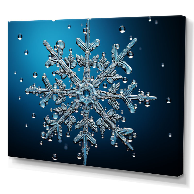 Décoration de flocon de neige bleu II - paysage d'hiver, Toile tendue, H 12 po x l 20 po x P 1 po