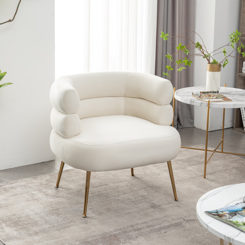 Fauteuil demi-tonneau l 30 po Demetrius, Velours beige