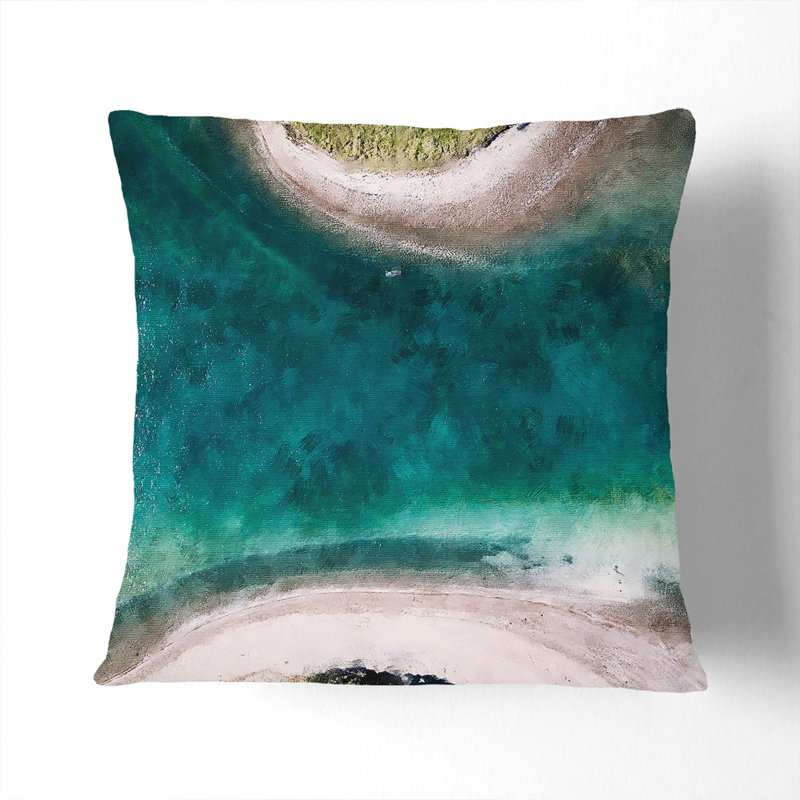 Canoe Boat In Waiwera New Zealand Painting Square Throw Cushion, 55cm H x 55cm W x 20cm D