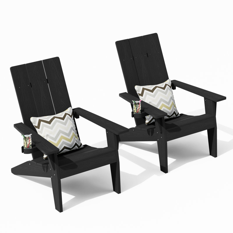 Chastan Outdoor Adirondack Set, Black