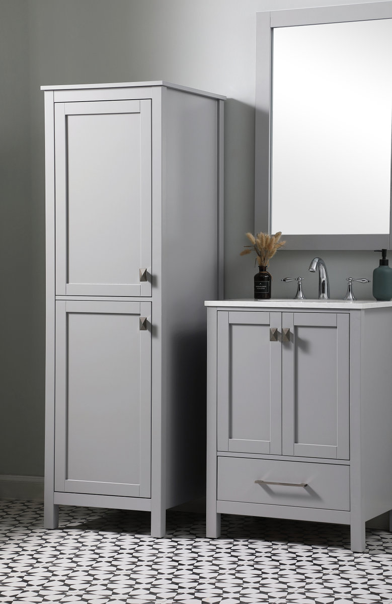 Destinymarie Linen Cabinet, Gray/Brushed Nickel, 65"H x 20"W x 22"D