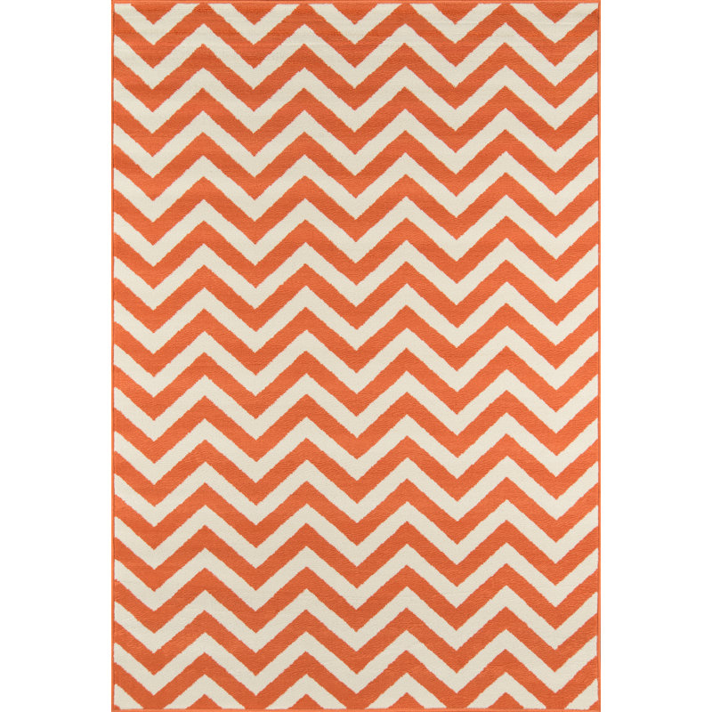 Tapis orange / ivoire tissé à la machine Irita, Rectangle 2 pi 3 po x 4 pi 6 po