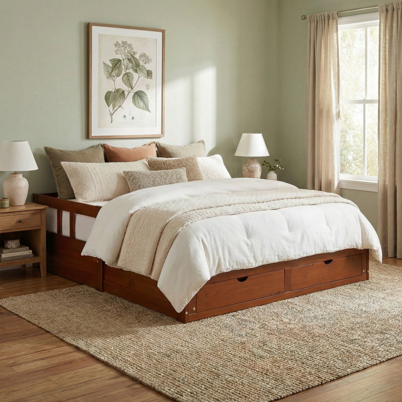 Melody Twin Day Bed with Storage, Chestnut, Brown