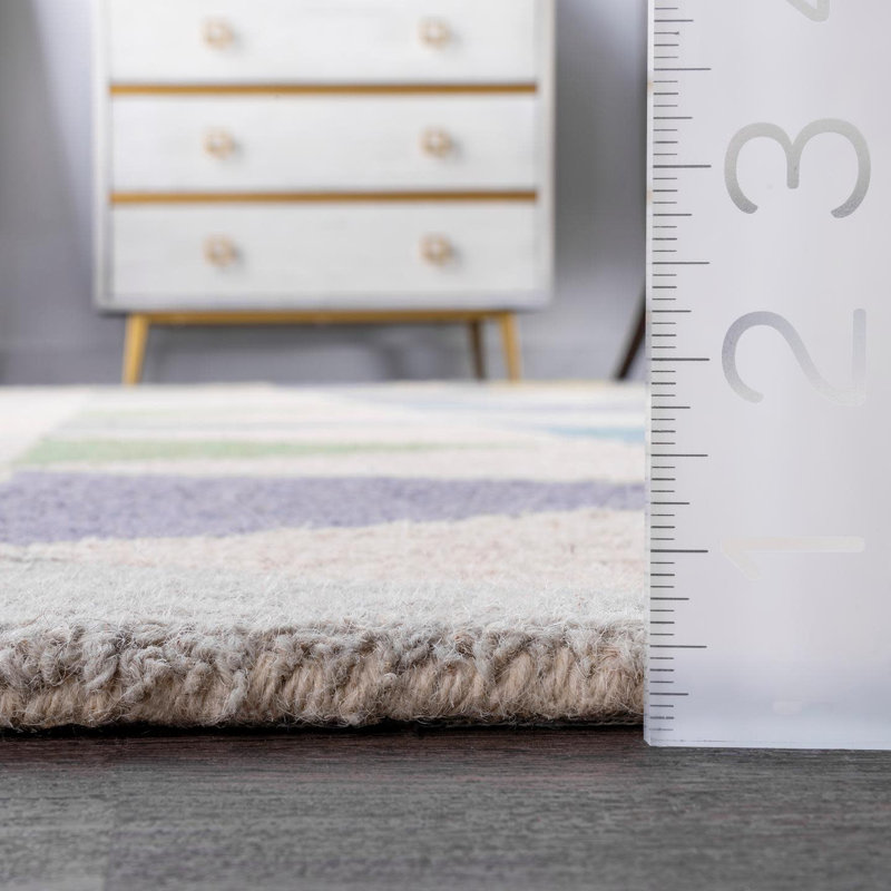 Geometric Wool Hand Woven Area Rug, Rectangle 91 x 152cm