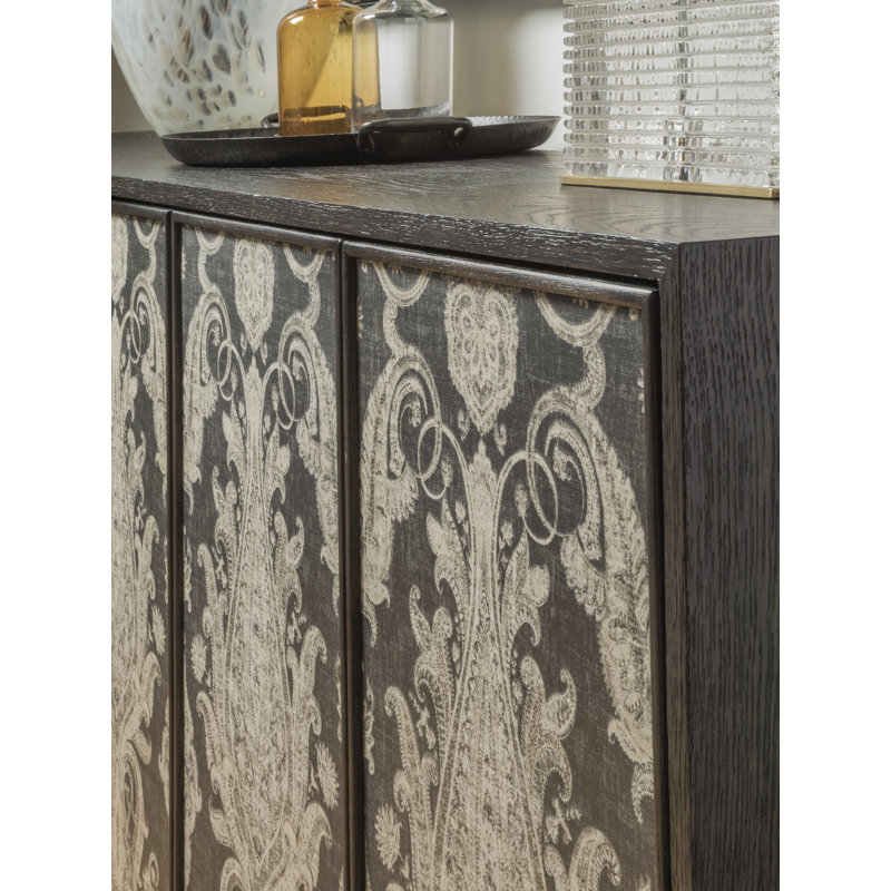 Mocha Brown Satin Sheen 98'' Contemporary Oak Media Console