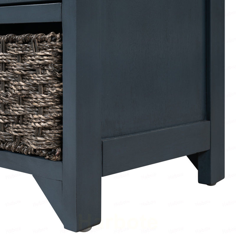 Polyester Upholstered Bench, Navy
