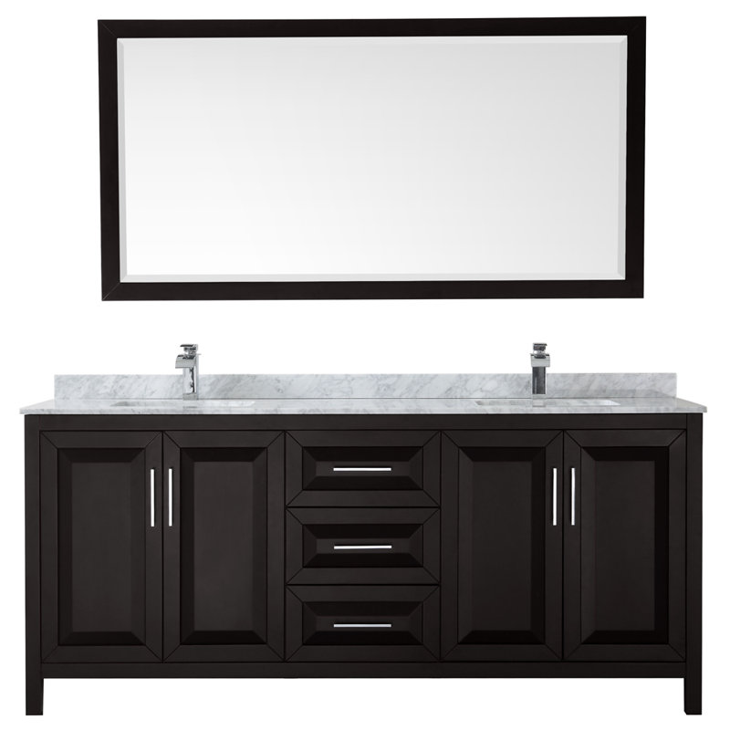 Daria 80'' W Double Vanity, White, Carrara Cultured Marble, Polished Chrome