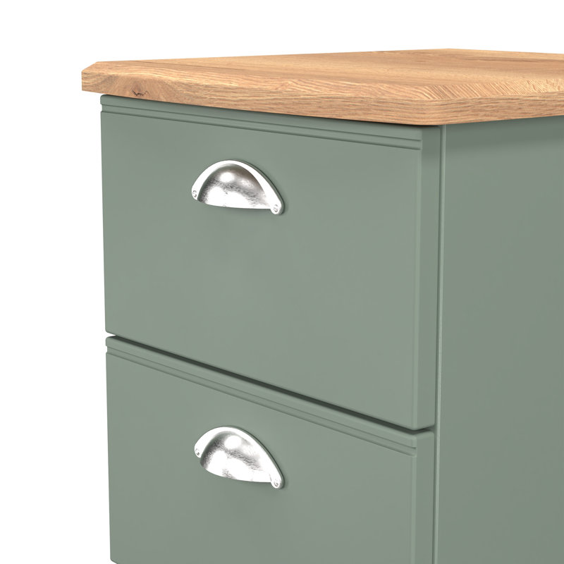 Conners 40cm W Manufactured Wood Bedside Table, Reed Green/Riviera Oak
