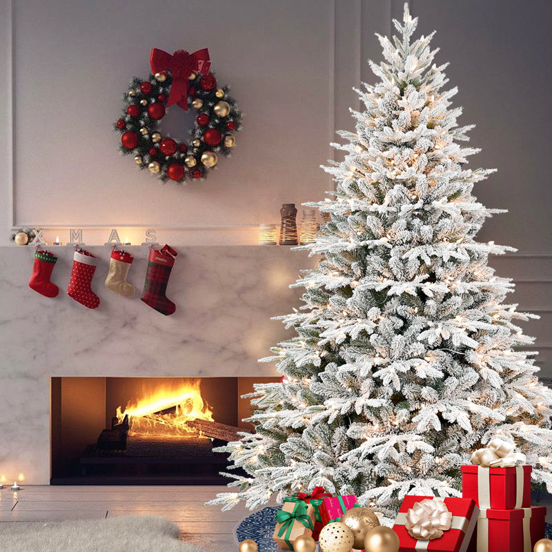 Arbre de Noël artificiel enneigé 6,5 pi, H 6,5 pi