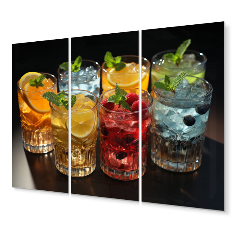 Colorful Cocktail Drinks II - Food & Beverage Metal Wall Decor Set