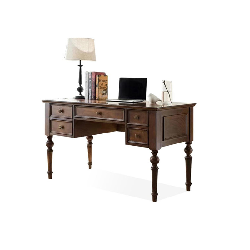 Solid wood with drawers writing desk, 30.71" H x 55.12" W x 27.56" D