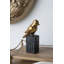 Sculpture de moineau en résine dorée sur une fausse branche noire - décor de table, de cheminée et de commode inspiré de la nature