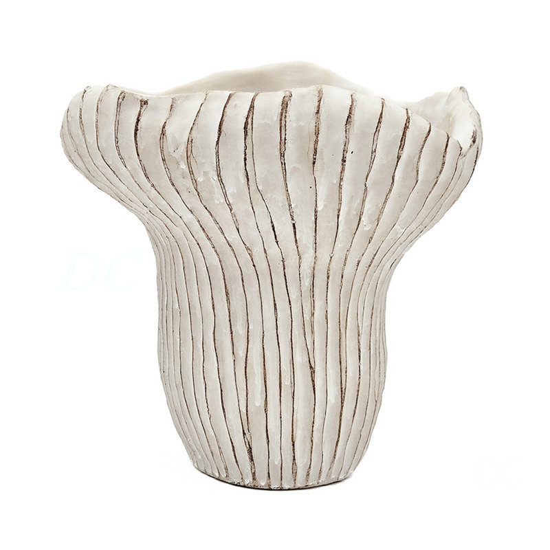 9.3X9x8.7" Sand And Cement Coral Planter With Textured Beige Finish