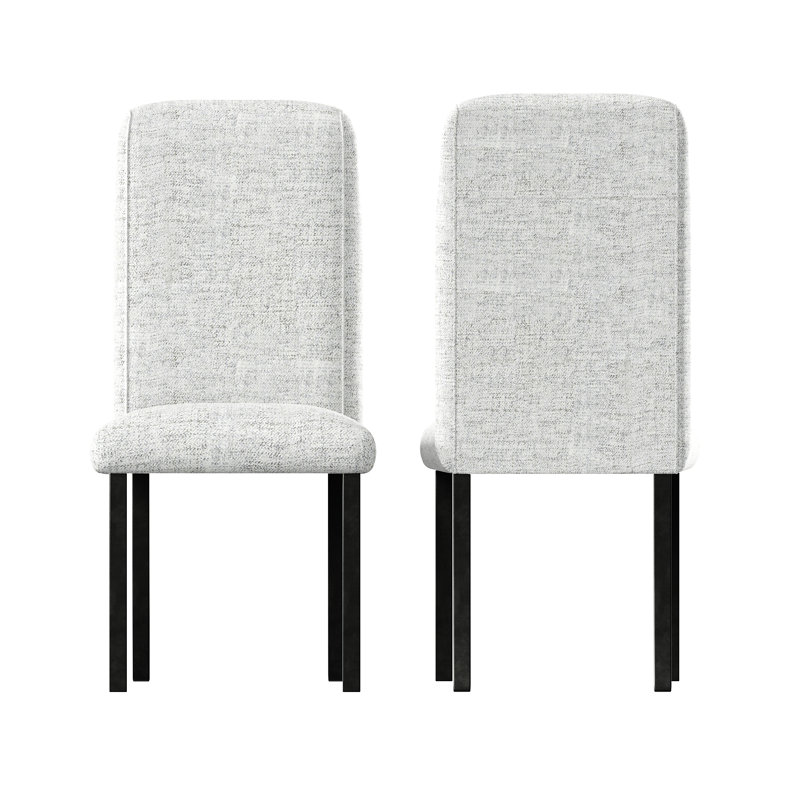 Modern Dining Chairs Set of 2 - Solid Wood Frame with Faux Leather Upholstery, Parsons Back Design, Beige