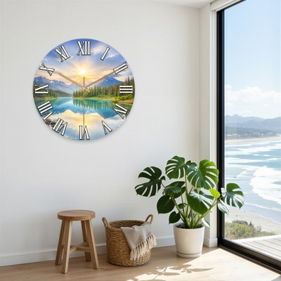 Paysage et nature montagne lac lever du soleil reflet forêt horloge chiffres romains Ultra