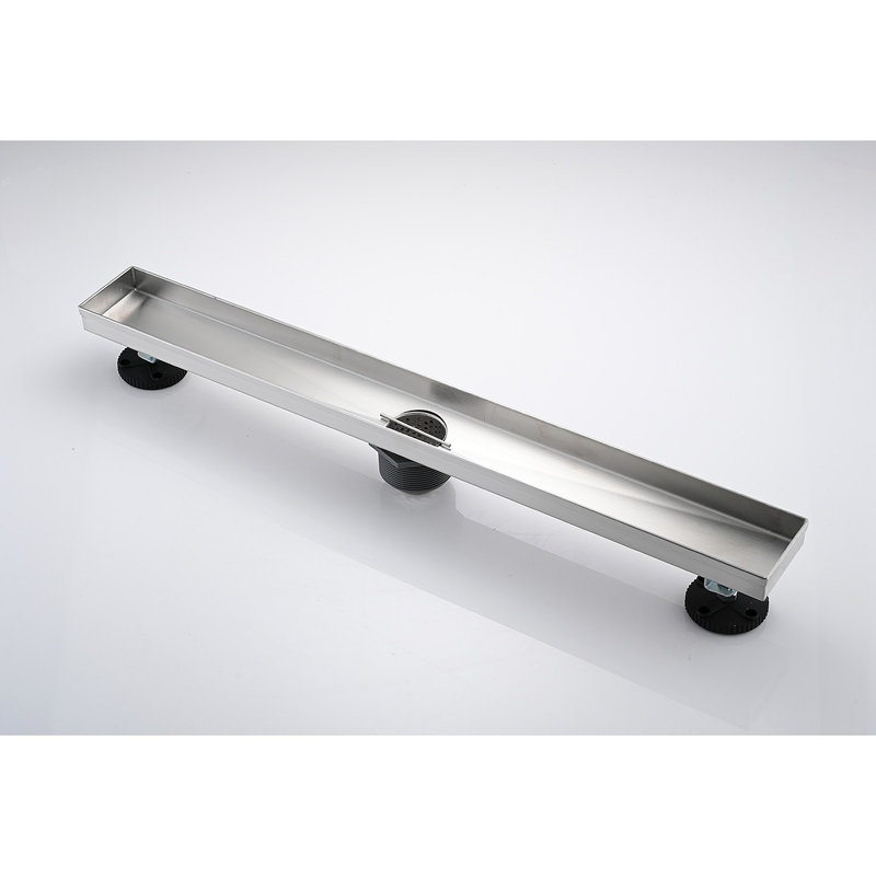 24 Inch Linear Shower Drain With Removable Cover, 304 Stainless Steel Shower Floor Drain With Hair Strainer And Leveling Feet