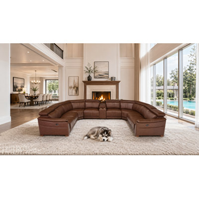 Maltrage Leather Match Large Seating Power Recliner Sectional