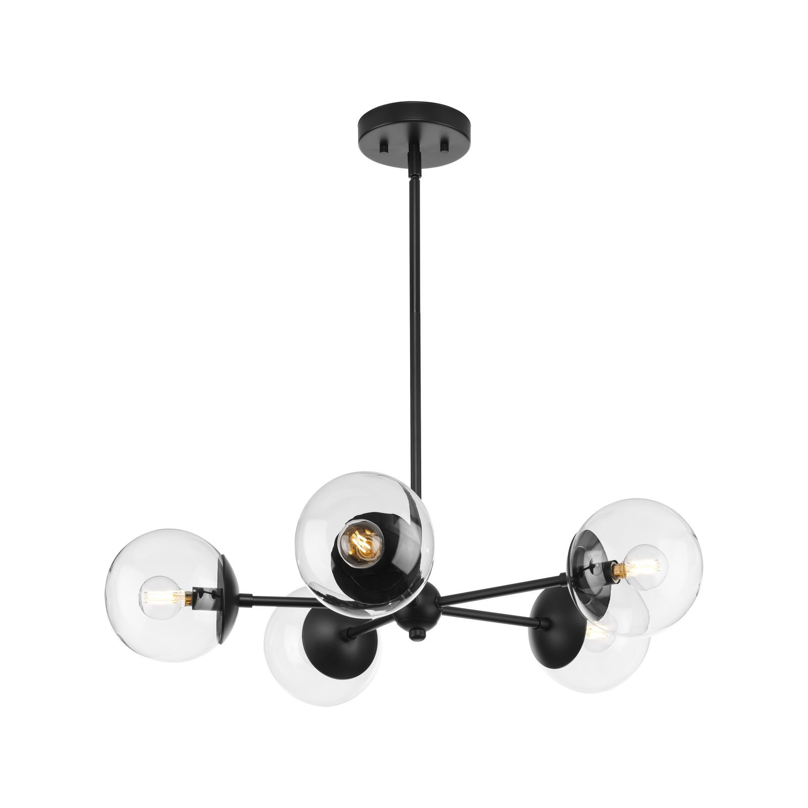 5 - Light Dimmable Sputnik Chandelier, Matte Black