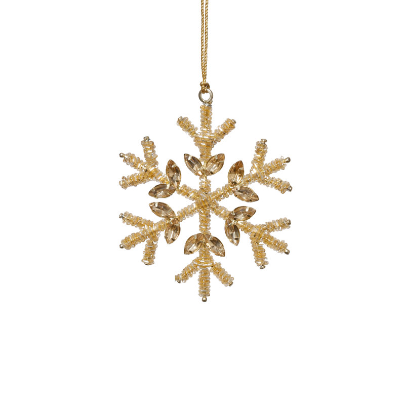 Ensemble de 12 décorations de Noël flocons de neige dorés dorés, H 4 po x l 4 po x P 0,25 po