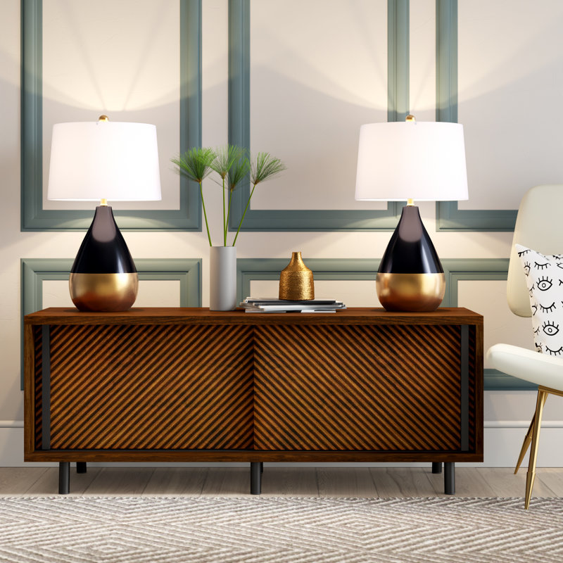 Akeilah Metal Table Lamp, Navy/Gold