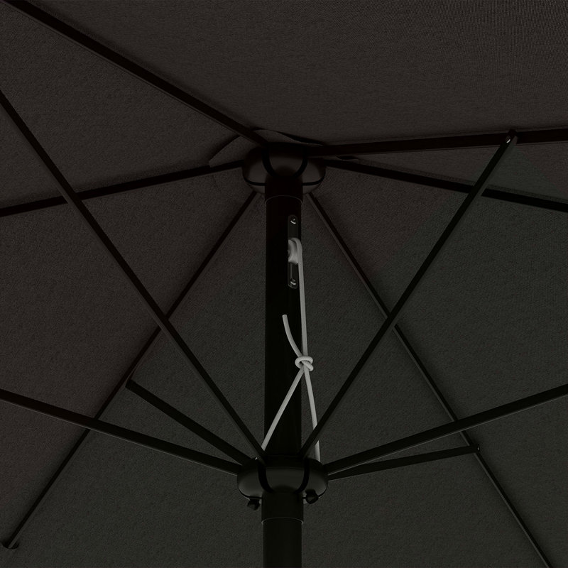Parasol de marché d'extérieur rectangulaire de 6,5 pi x 10 pi avec manivelle et inclinaison à bouton-poussoir, Noir