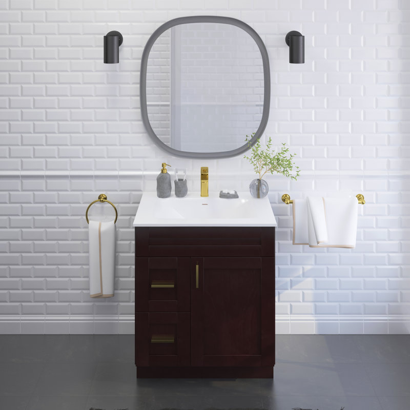 Base de meuble-lavabo de salle de bain 30 po avec armoire à tiroirs en espresso