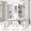 Armoire de salle de bain 35 po avec miroir et 5 tablettes réglables, armoire de rangement murale avec portes en verre, blanc