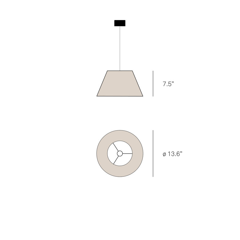 Luminaire suspendu Zeta Conica, Blanc naturel, 13,6 po de diamètre