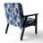 Cobalt Blue Scrollwork Swirls Victorian Pattern II - Upholstered Floral Accent Chair-1244380834