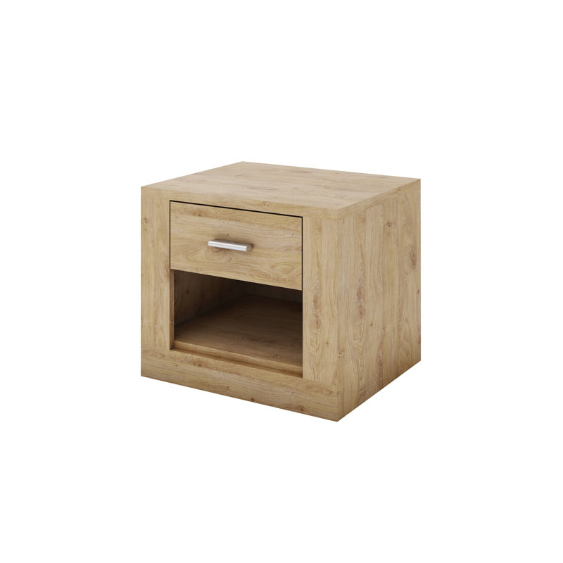 Dashal 50 cm W Bedside Table, Oak Shetland