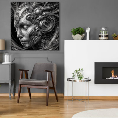  «Techno Face 1» par KIR.DART, art mural en verre acrylique, 36 po x 36 po