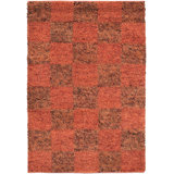 Strata Wool Geometric Area Rug in Brown/Red