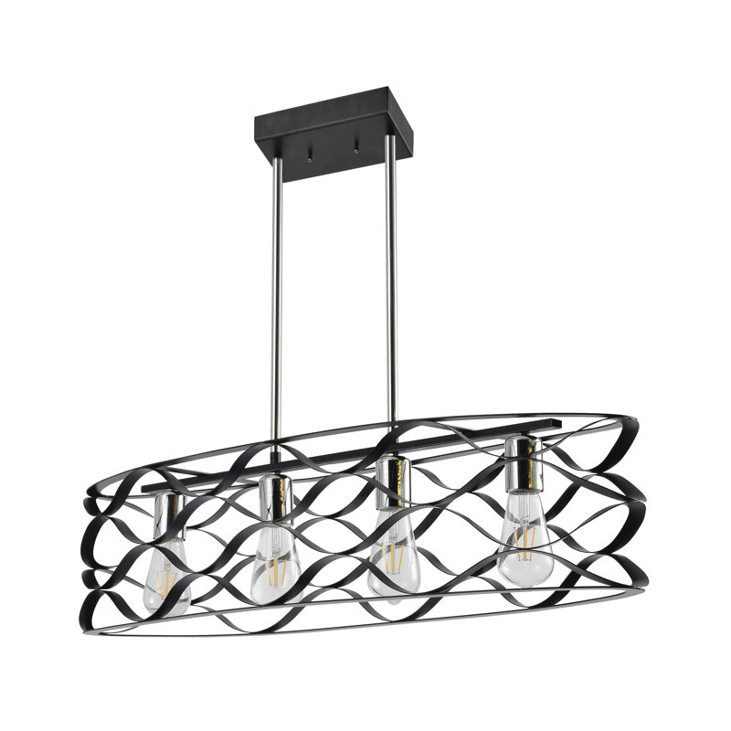 Luminaire suspendu géométrique à 4 lumières pour îlot de cuisine Alijandra