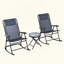 Ensemble bistro 3 pièces pour terrasse, chaise pliante avec table basse et table basse en verre pour cour, terrasse, terrasse