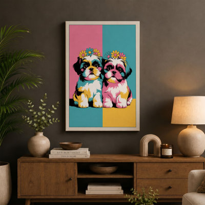 Royal Pups in Color Pop Art - Wrapped Canvas
