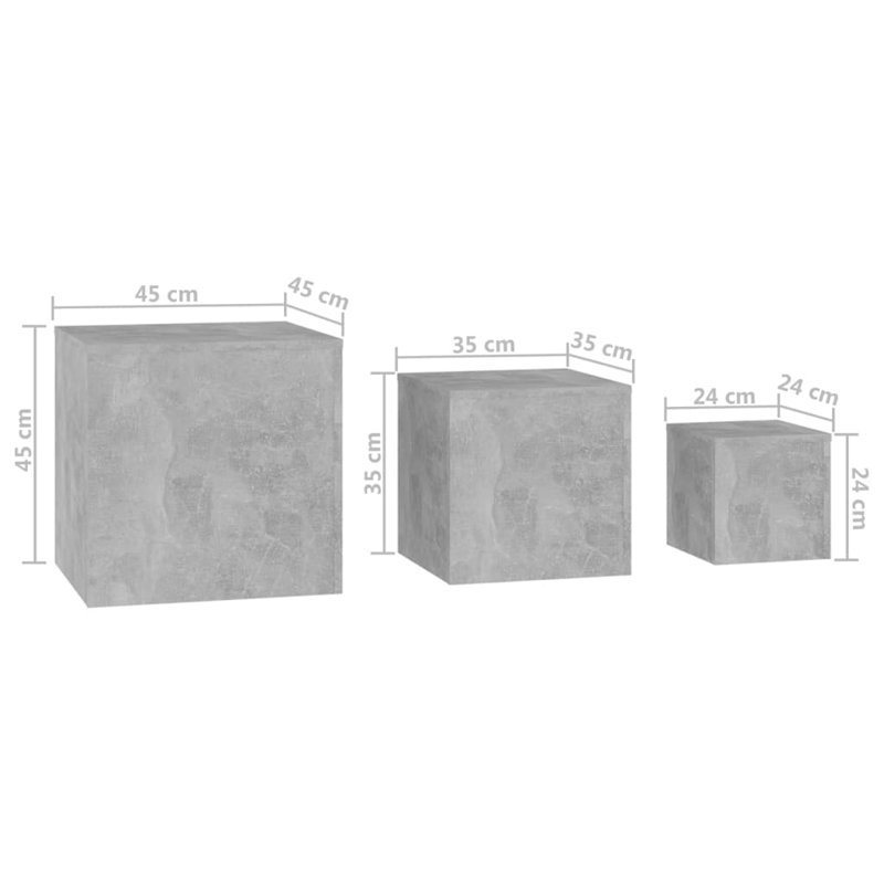 Gobind Block Nesting Tables, Concrete Grey, Concrete Grey