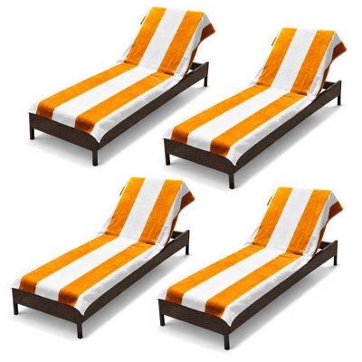 Cotton Cabana 4-Piece Standard Size Towel/Chaise Lounge Chair Cover