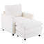 Fauteuil rembourré en velours côtelé avec repose-pieds, fauteuil surdimensionné