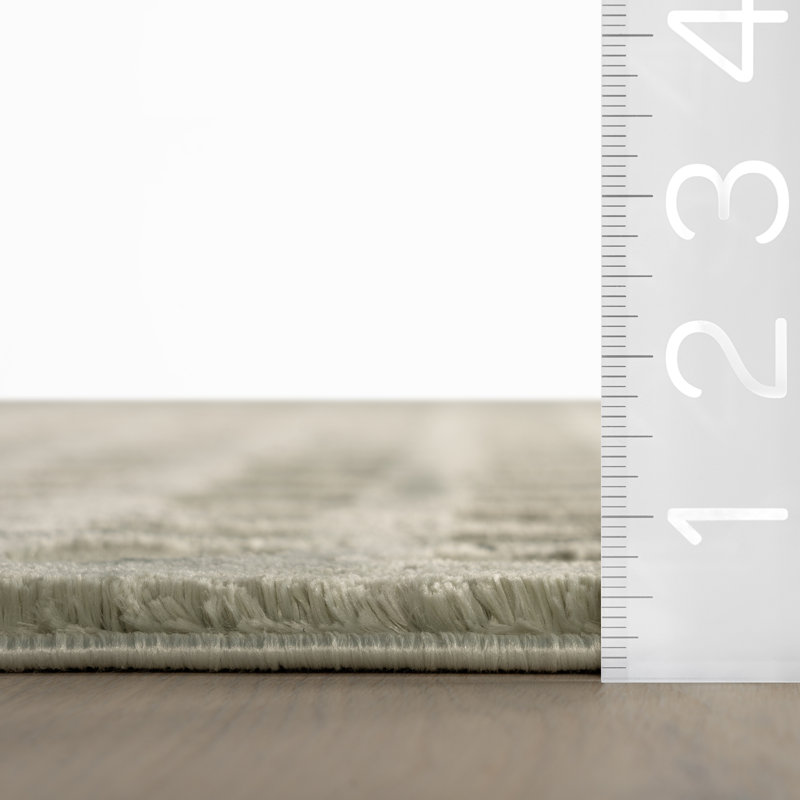  Tapis à carreaux lavable à la machine Daleyza, Green, Rectangle 6'7" x 9'