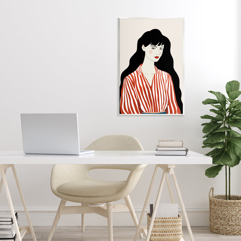 «Woman in Striped Blouse», plaque murale par Omar Escalante, 19 cm x 13 cm