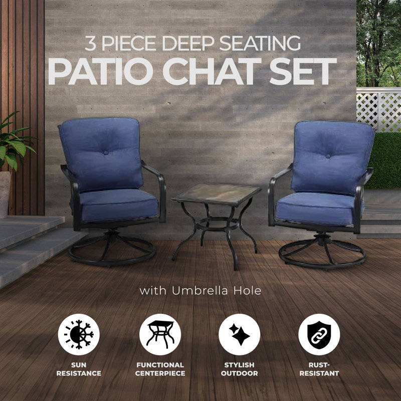 Jasmeet 2 - Person Patio Dining Set with Square Table