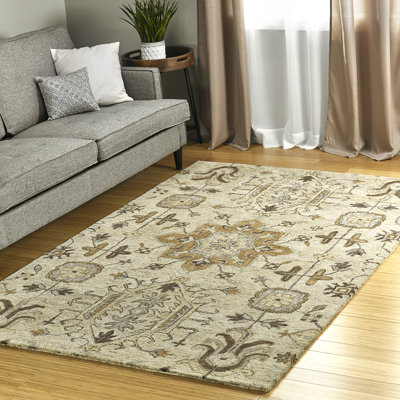 Tapis beige / brun en laine touffeté à la main Aileigh