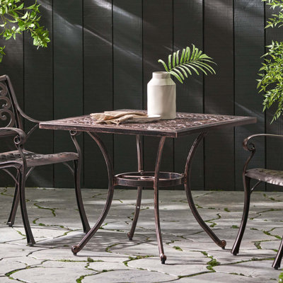 Table de salle à manger d'extérieur carrée en fonte d'aluminium