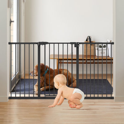 Extra Wide Baby Safety Gate for Stairs Doorways, 29"-58" Wide, Pressure Mounted Auto Close Dog Gate