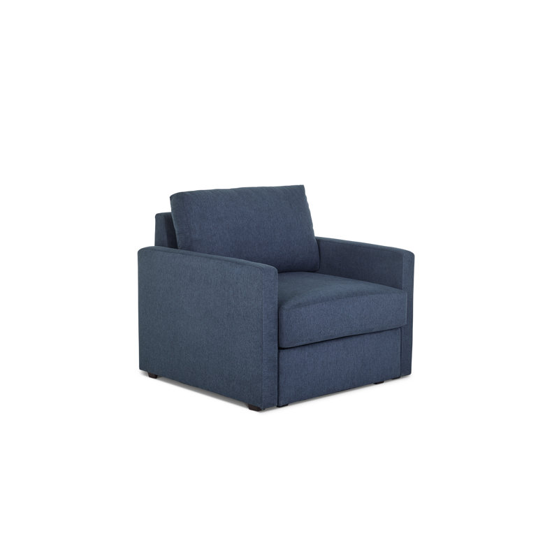 Flex 37" W Polyester Modular Armchair, Blue Polyester Blend