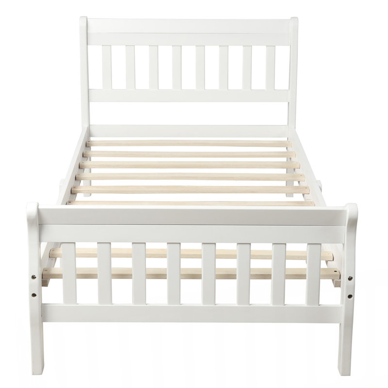 Wood Twin Bed, White