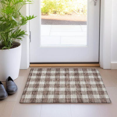 Tapis brun Prisco lavable à la machine de qualité supérieure