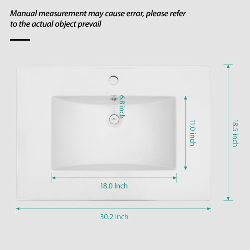 Go Peak Track 18.5'' Ceramic Rectangular Bathroom Sink with Overflow
